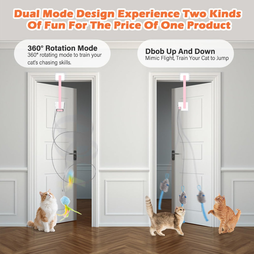 Juguete HAPPYCODE para gatos con pluma rotativa, ideal para movimientos rápidos