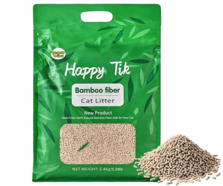 Happy Tik arena para gatos con bambú planta, limpieza suave y ecológica