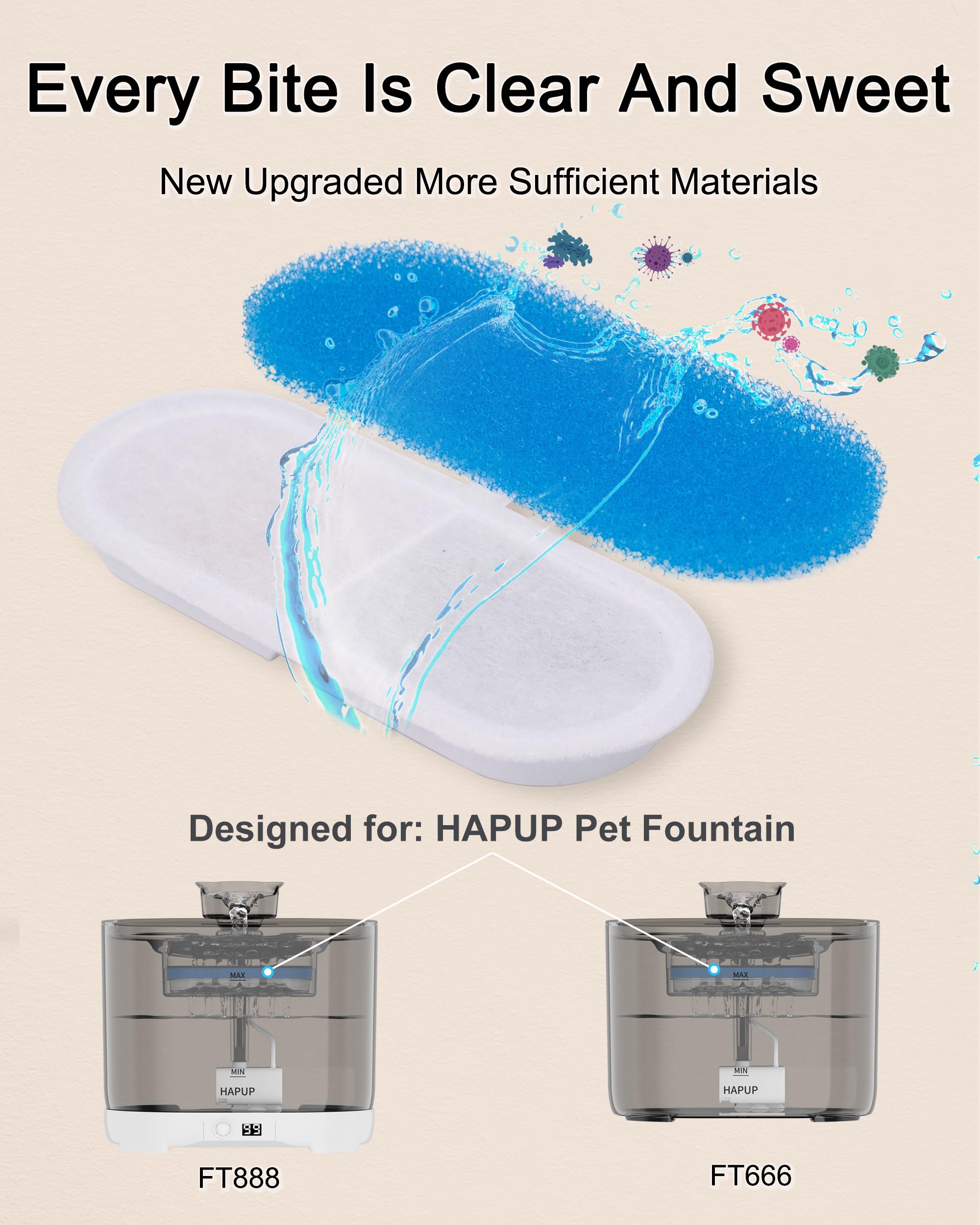 Conjunto de filtros Hapup 6 unidades para bebederos, mantiene agua limpia y fresca.