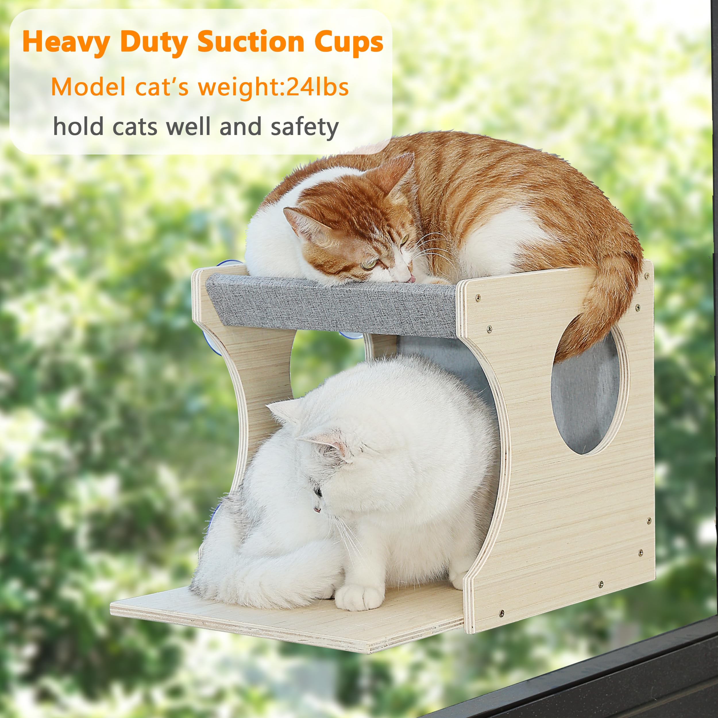 HAPYKITYS sujeción con ventosas de ventana, mantiene firme la zona de descanso del gato.