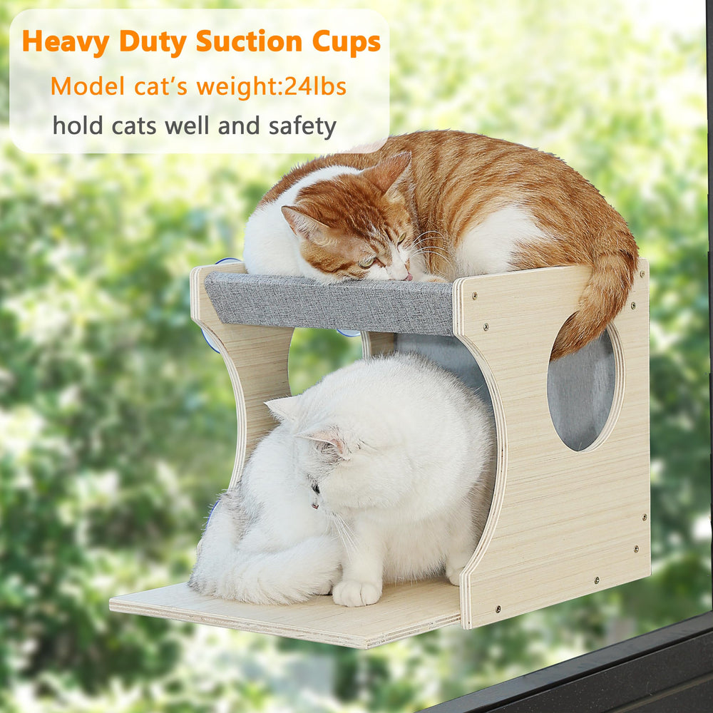 HAPYKITYS sujeción con ventosas de ventana, mantiene firme la zona de descanso del gato.