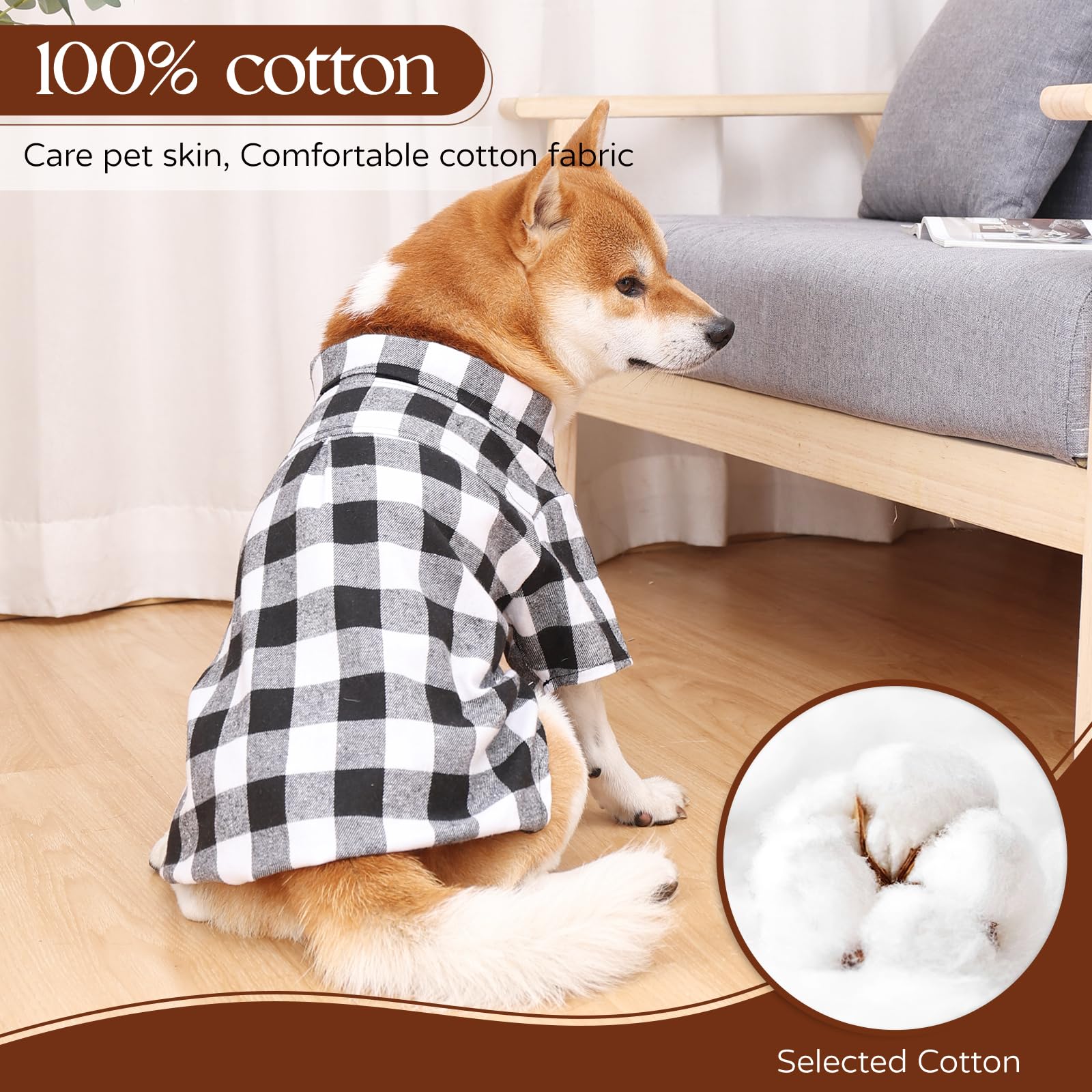 Harbyel camiseta perro cuadros detalle tejido, tela suave para todas las estaciones