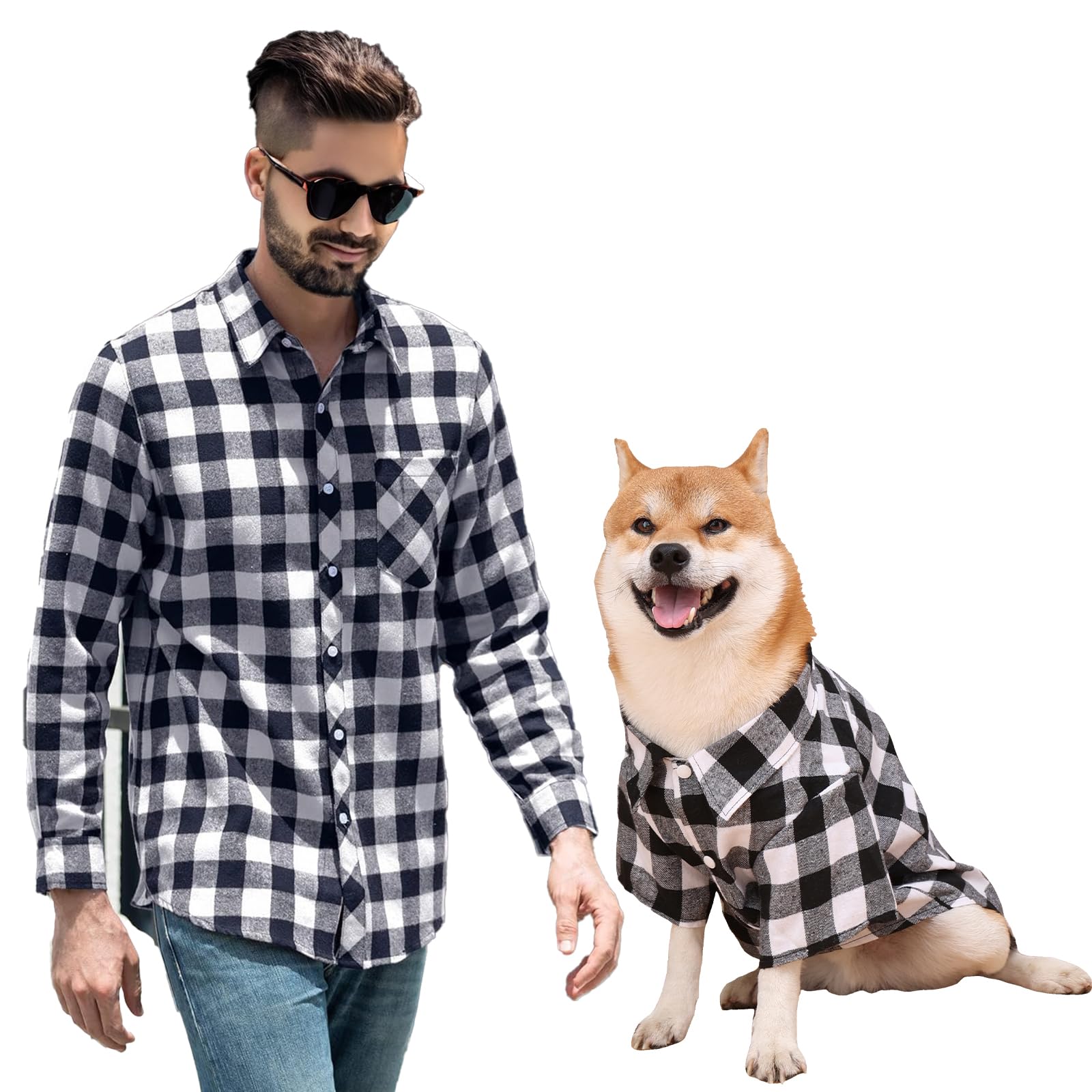 Harbyel camiseta perro cuadros frente, suave y transpirable para salidas al aire libre