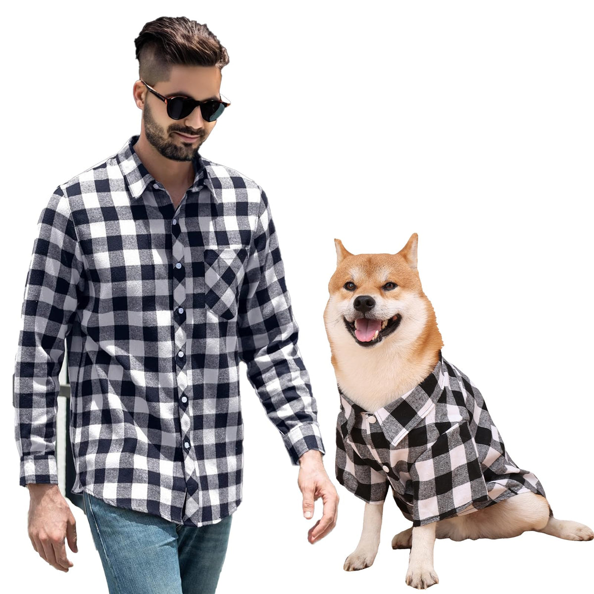 Harbyel camiseta perro cuadros frente, suave y transpirable para salidas al aire libre