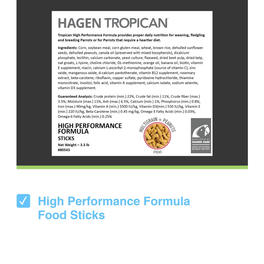 Hari Hagen Tropican: palito de alimento para reproducción, fácil de sostener durante la comida.