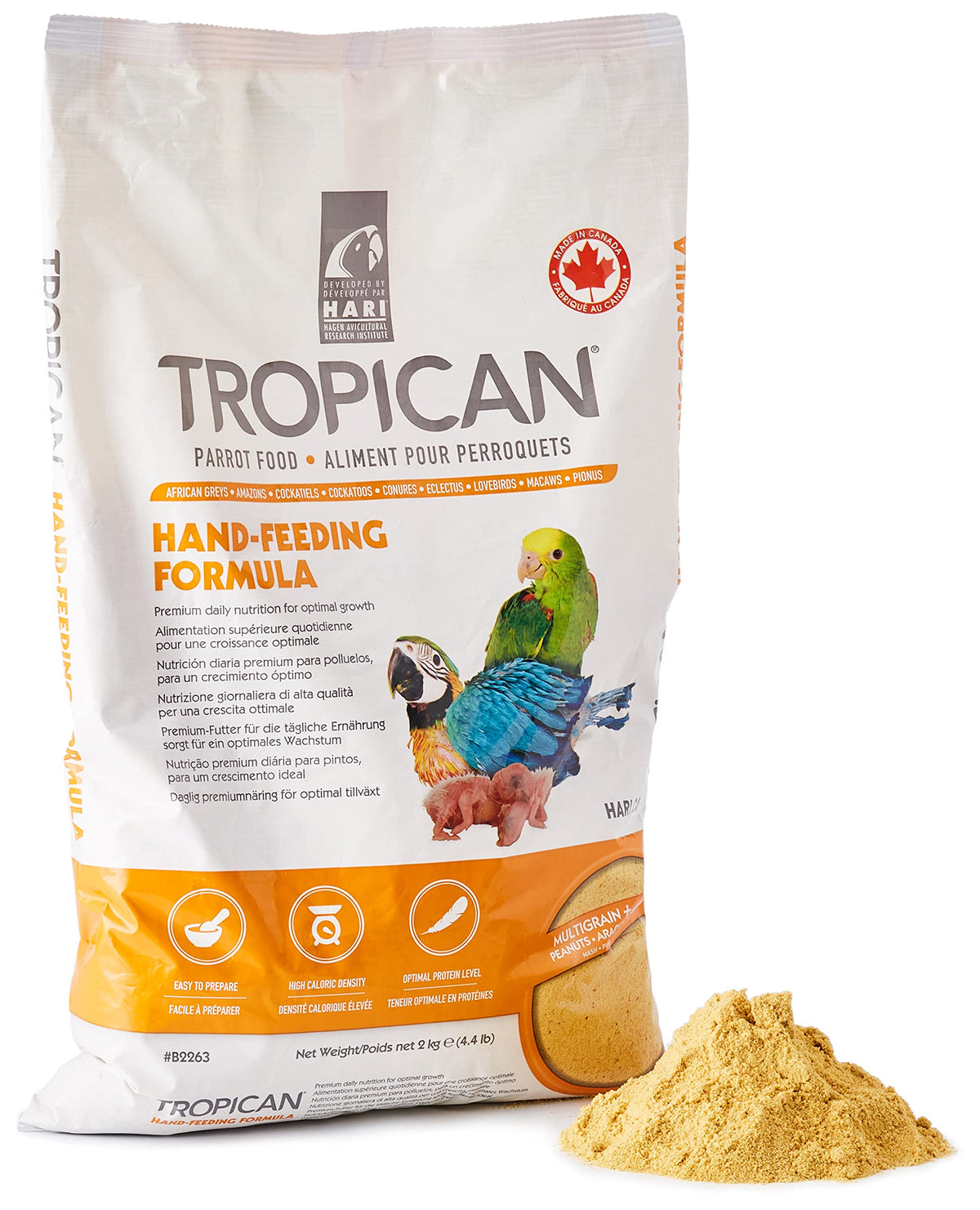 HARI Tropican para bebes de aves, ideal para biberón y crecimiento suave.