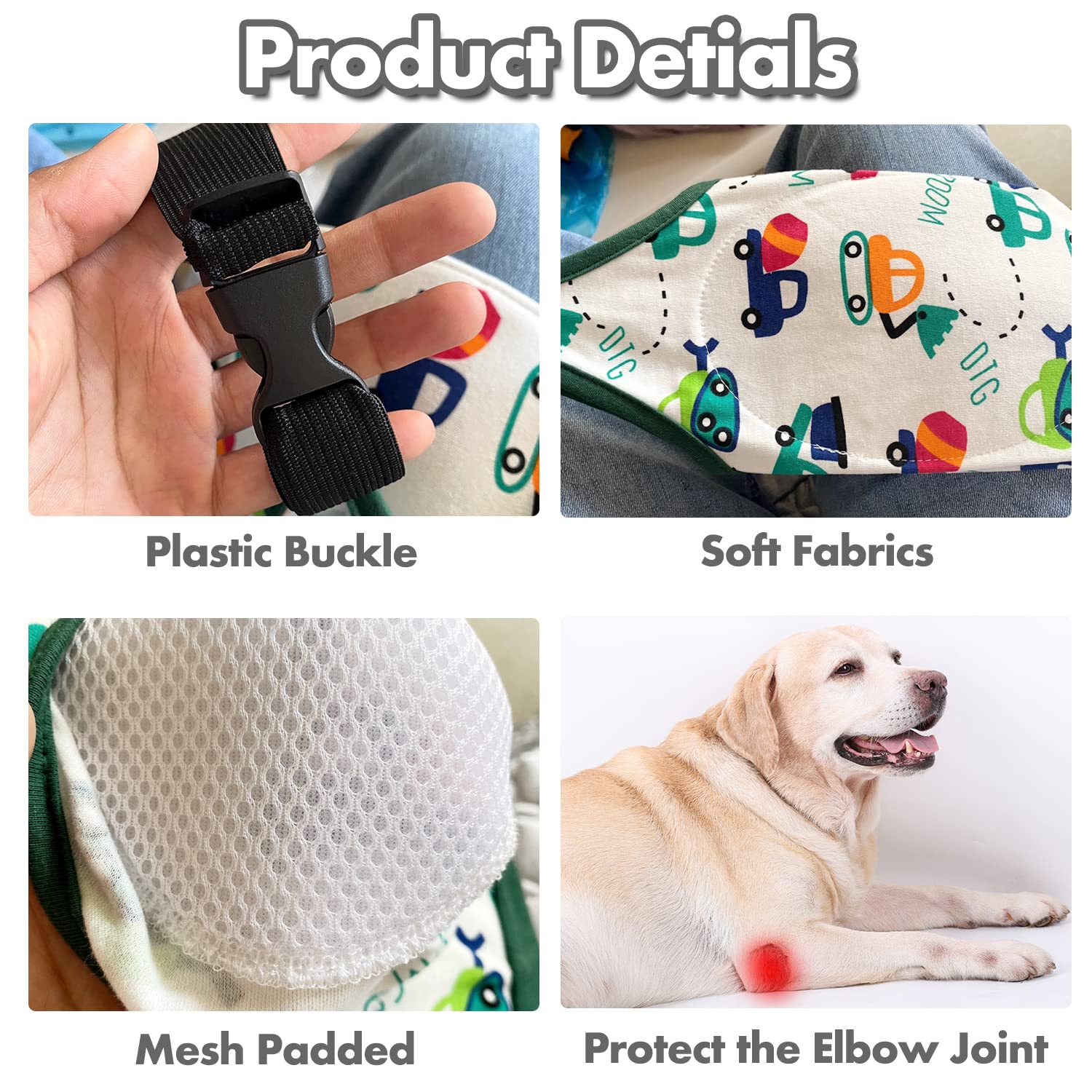 Harikaji protector codo perro tejido algodón poliéster suave y transpirable.