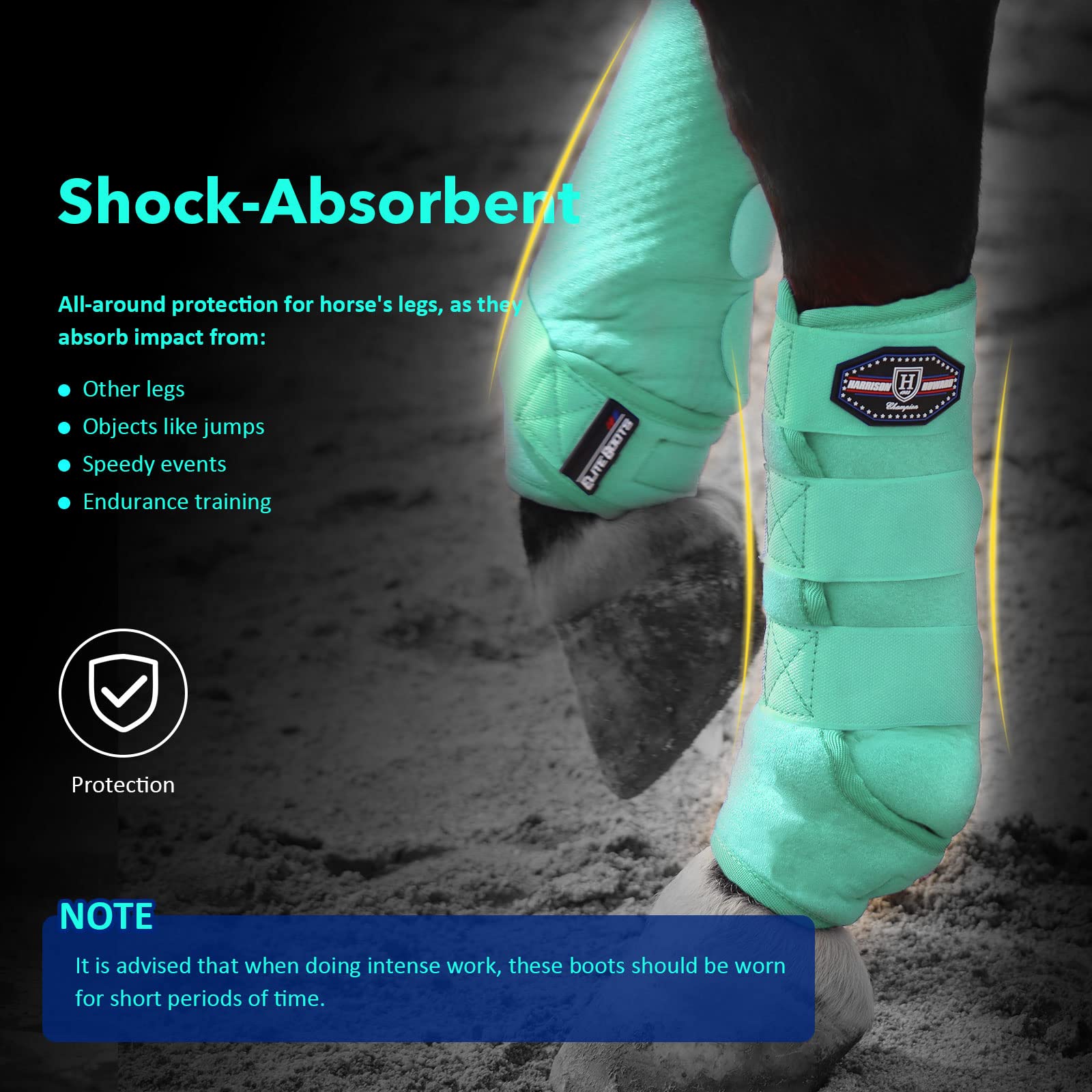 Bota Harrison Howard delantera con diseño cradle fetlock ofrece mayor soporte