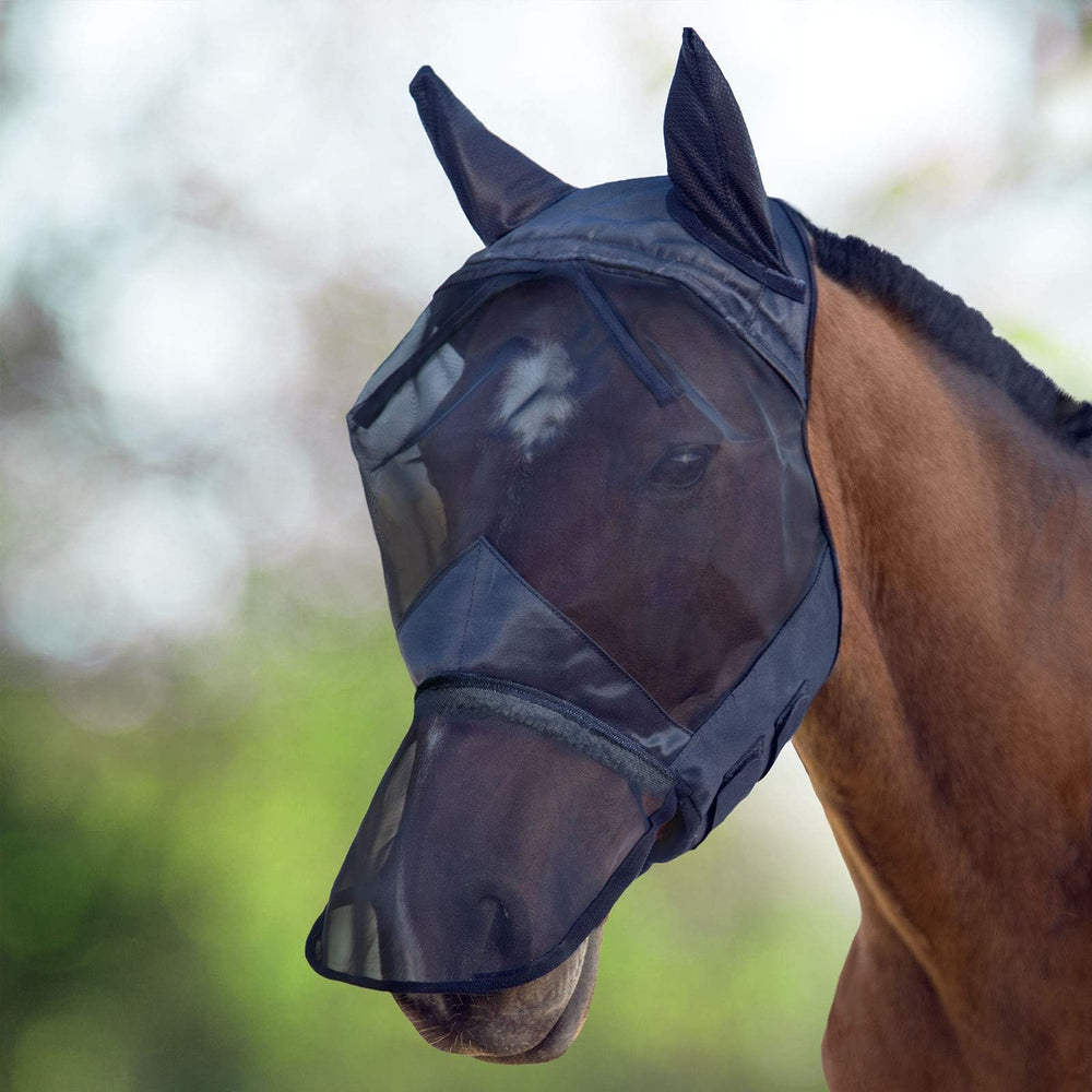 Harrison Howard CareMaster Máscara Moscas Caballo, gran espacio ocular, ideal para caballos al aire libre.