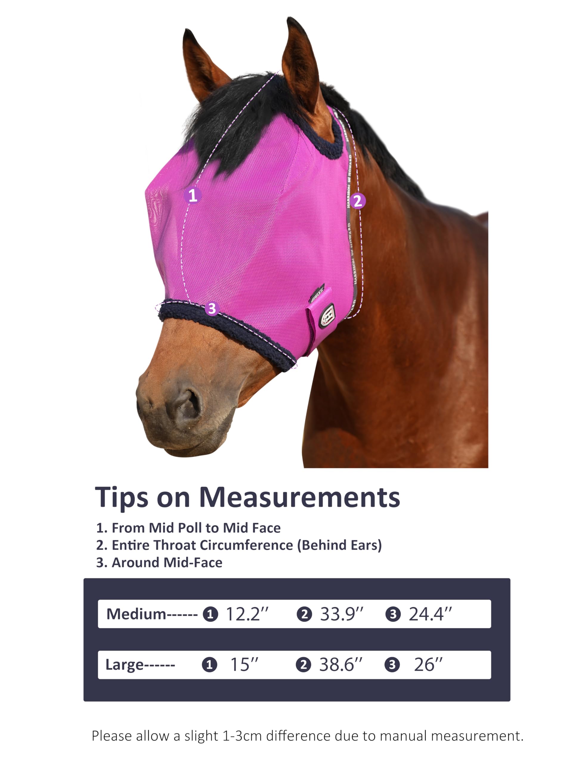Confort y protección de la máscara Harrison Howard para caballos.