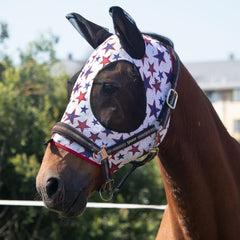 Harrison Howard máscara anti moscas, frente visible, ajuste suave para la piel del caballo.