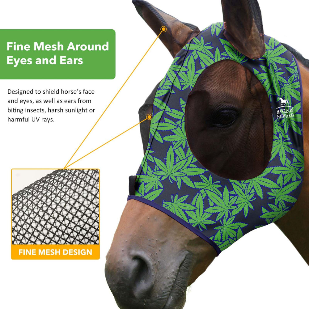 Protección UV de Harrison Howard para la cara del caballo al sol.