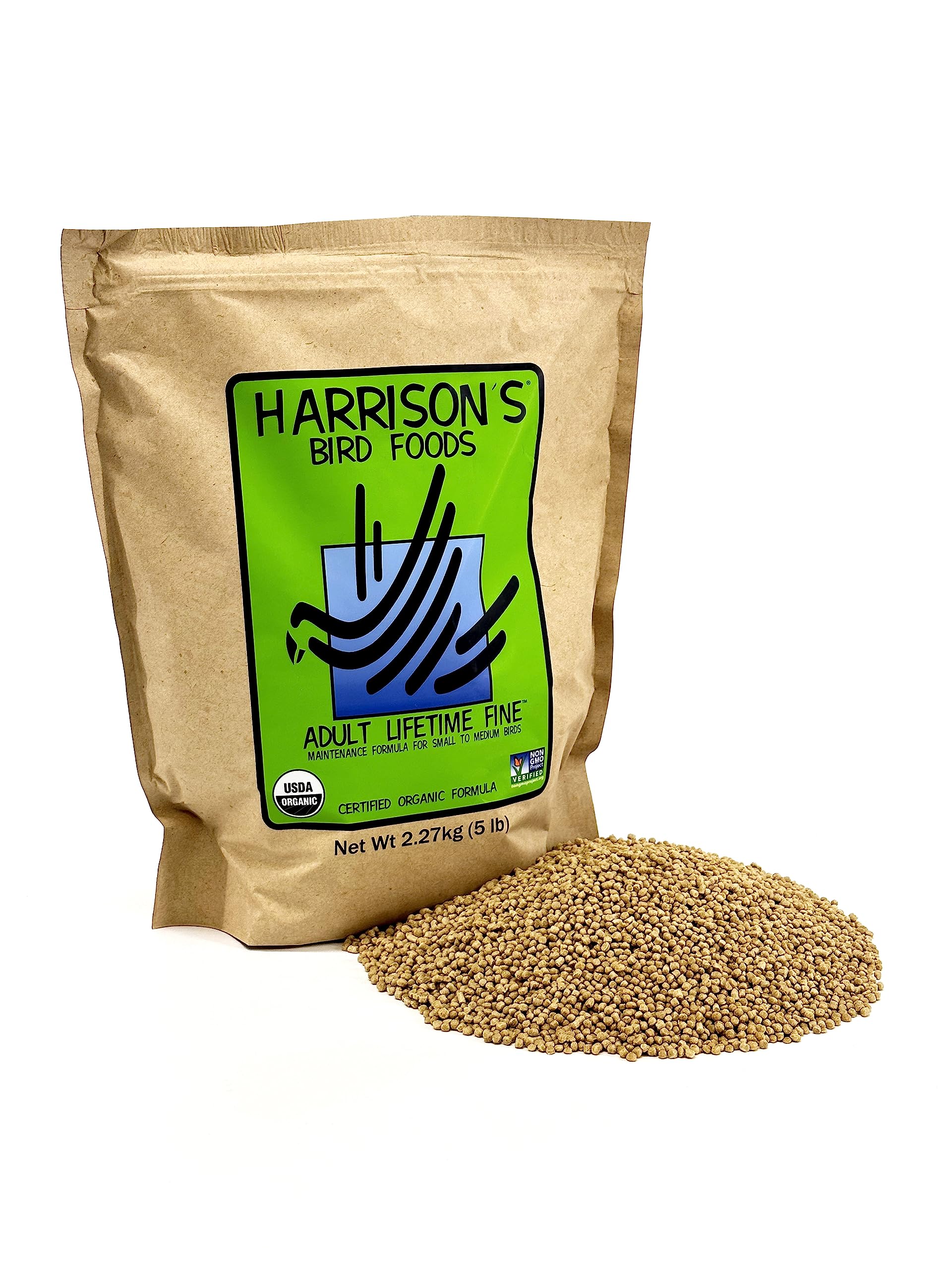 Harrison's Bird Foods, bolsa de alimento para aves adultas, nutrición equilibrada.