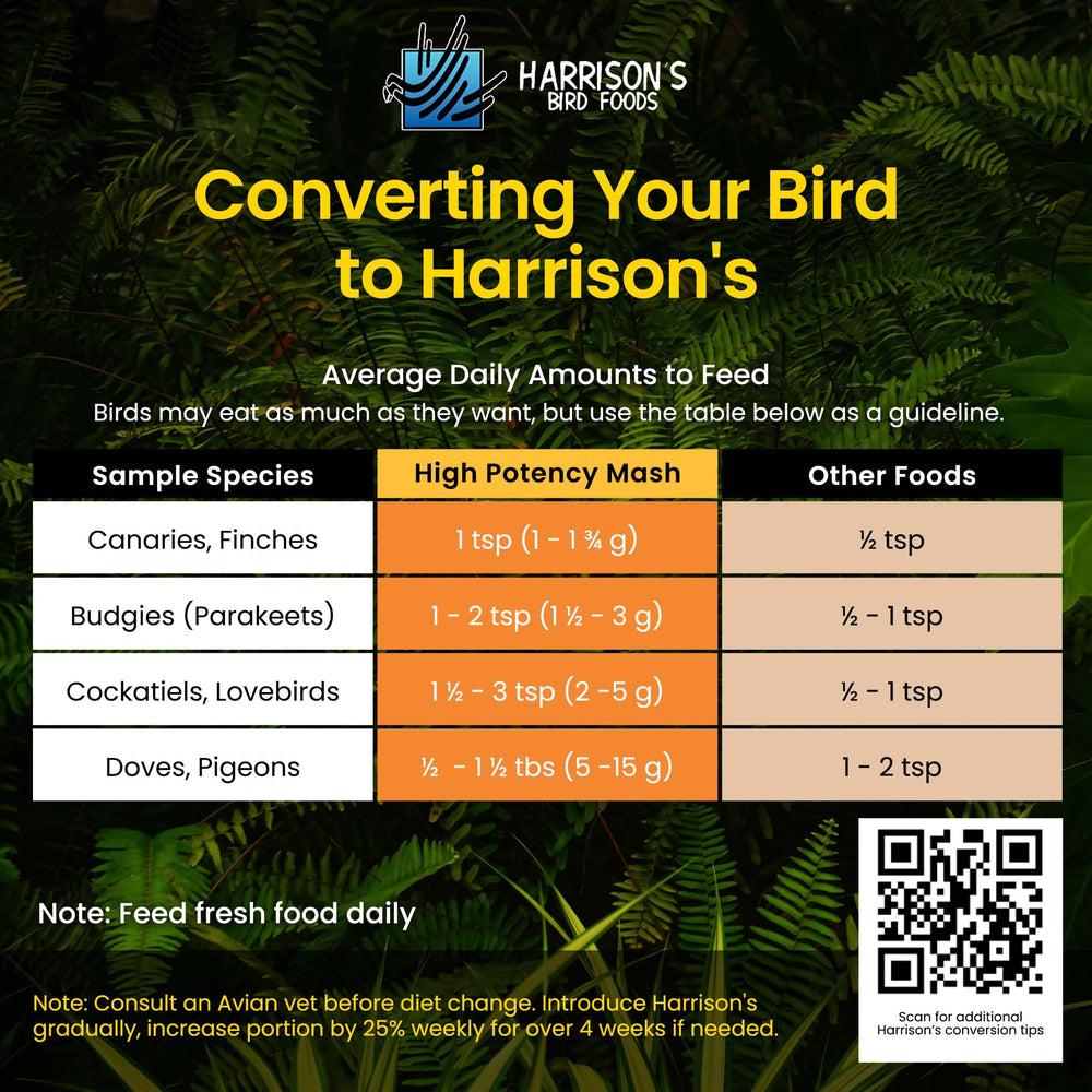 Dieta equilibrada con Harrison's High Potency Mash para aves jóvenes