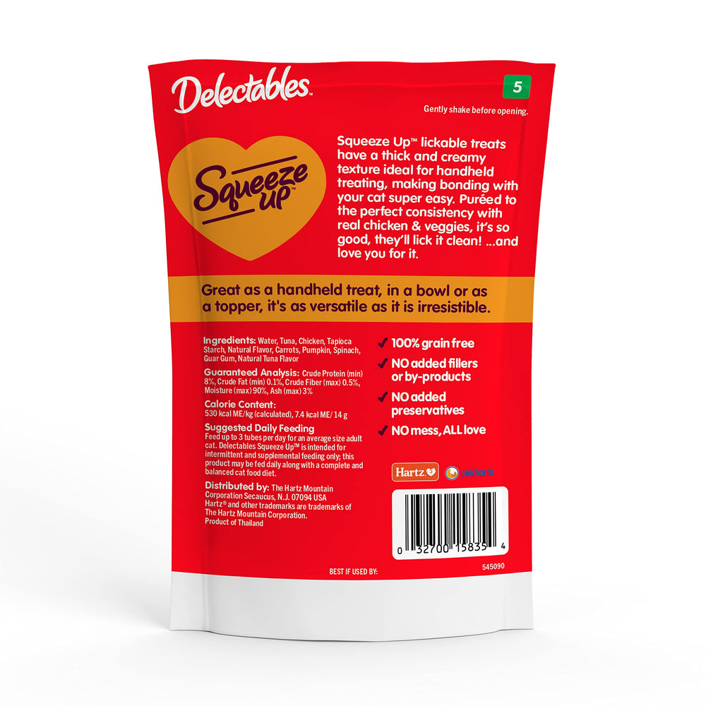 Hartz Delectables Squeeze Up, ingredientes de calidad y proteína de origen confiable.