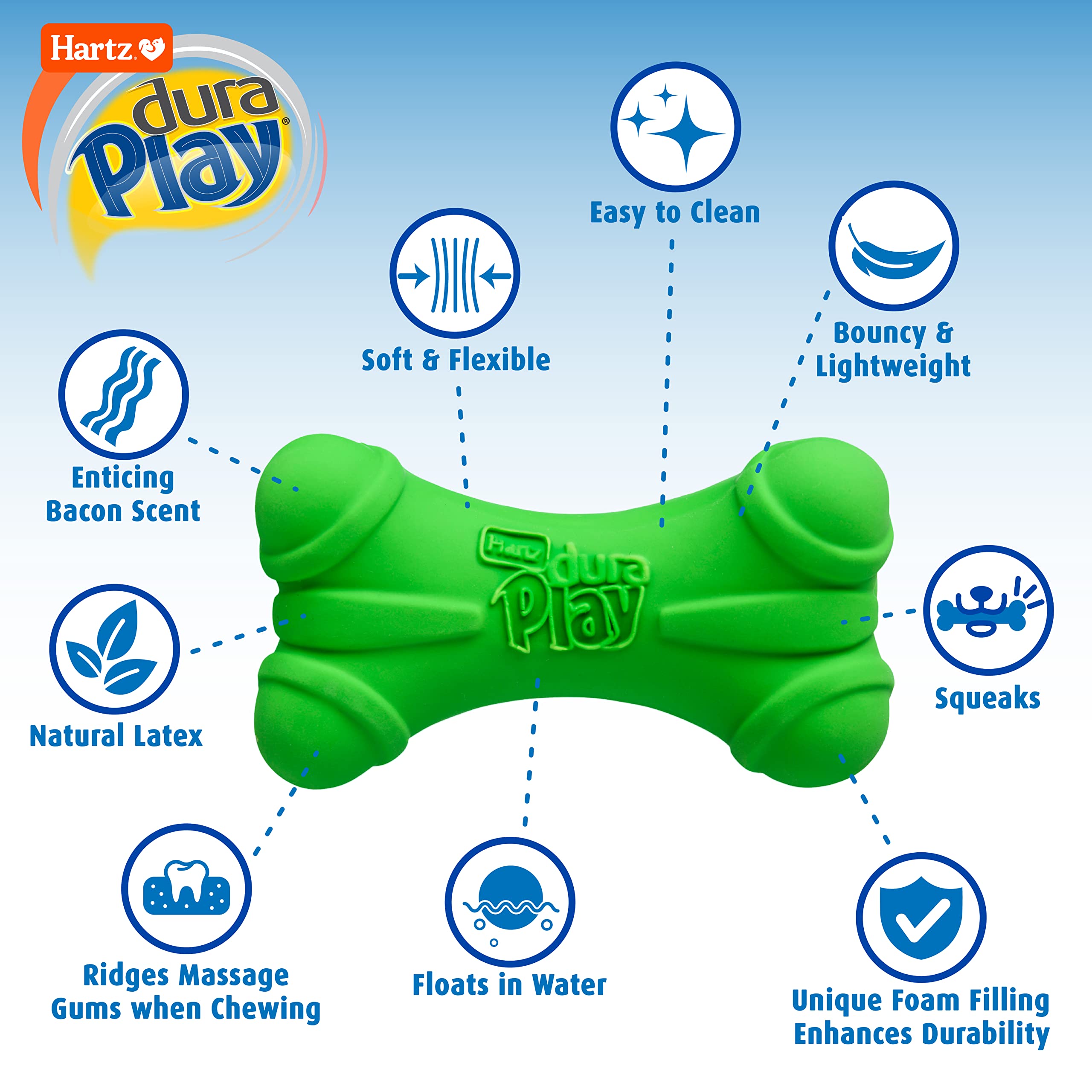 Juguete Hartz DuraPlay disco de látex con sonajero para perros activos