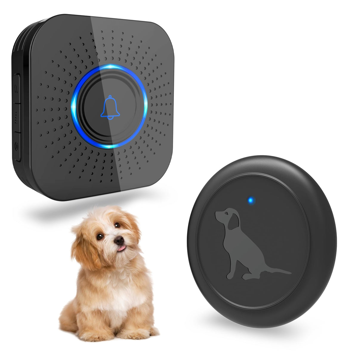 Hathever campana de puerta para perros con receptor, señal estable para avisos al exterior.