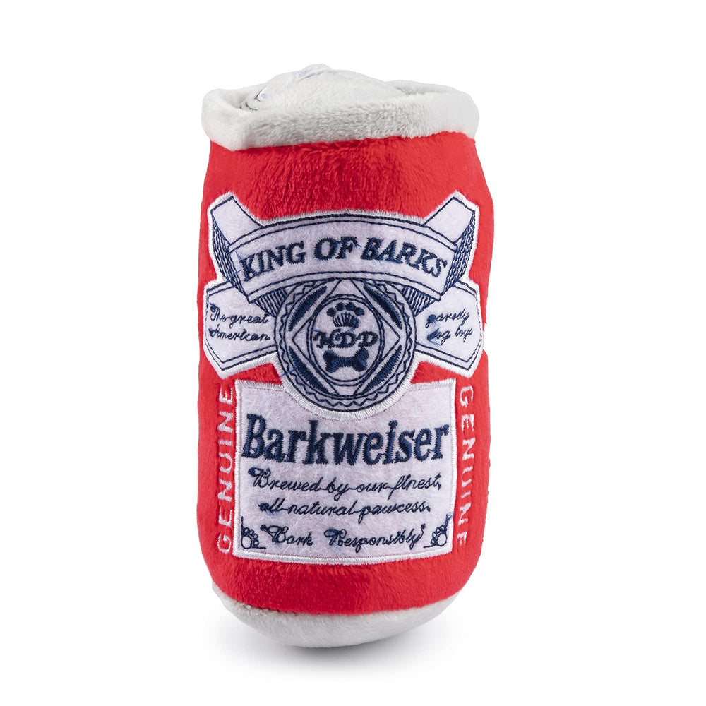 Barkweiser: lata de cerveza juguete con chirriador para juegos interactivos