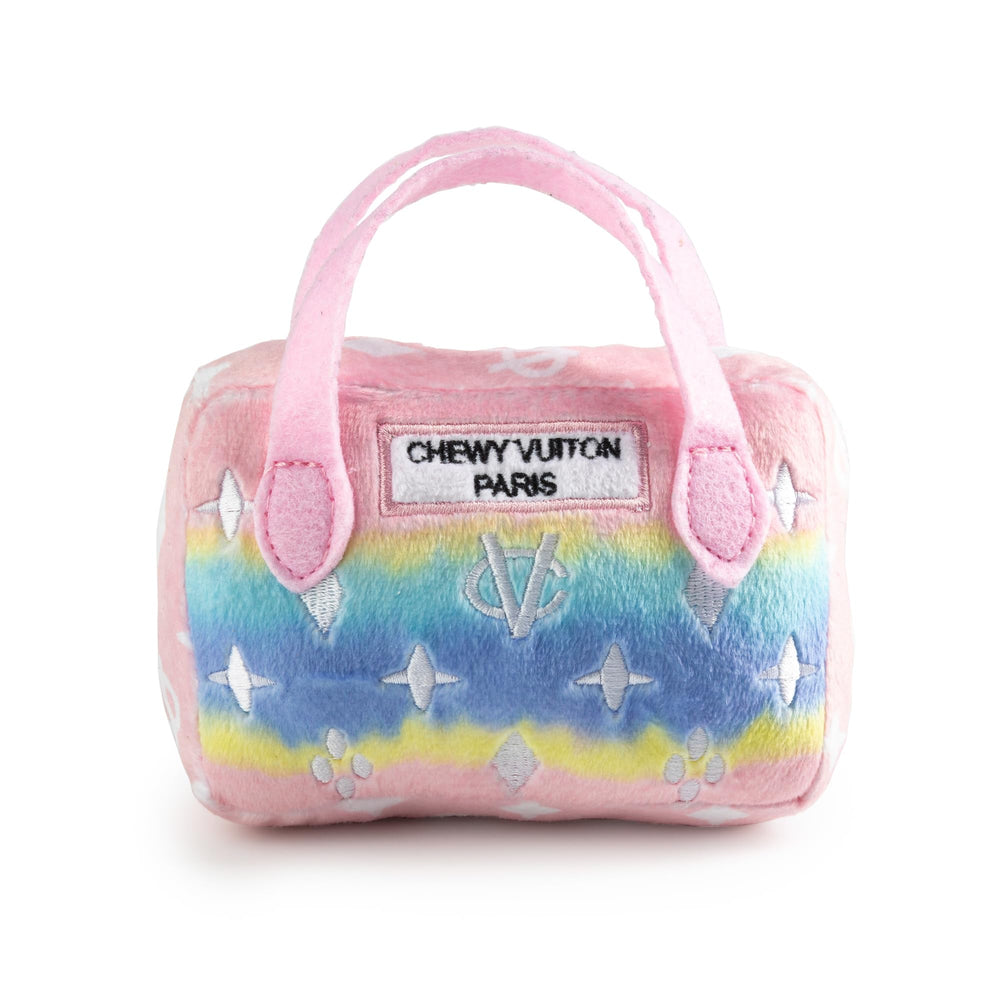 Haute Diggity Dog bollo-perro chewy-vuiton rosa ombré con monograma, juego elegante.