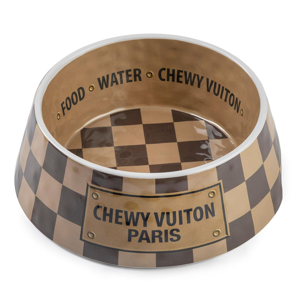Cuenco Haute Diggity Dog Checker Chewy Vuiton, capacidad de 48 oz para comida o agua