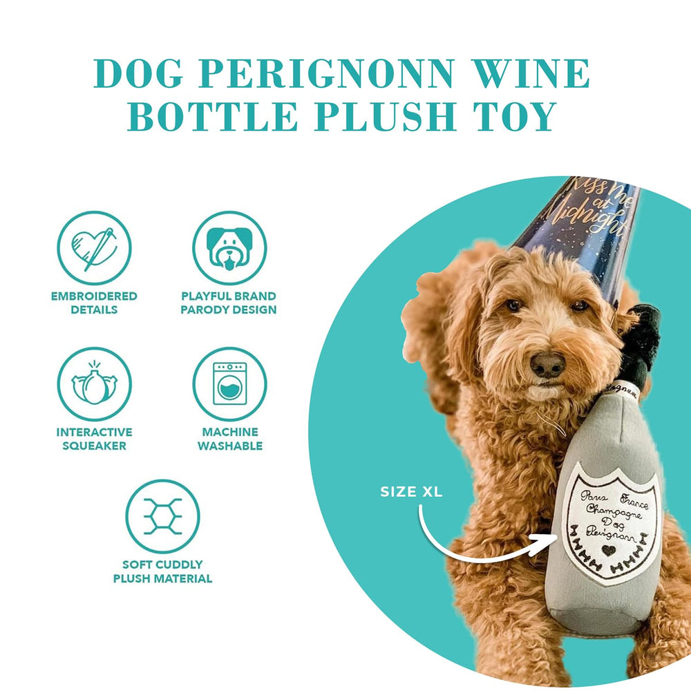 Peluche suave y duradero Champagne Perignonn de Haute Diggity Dog para morder y jugar.