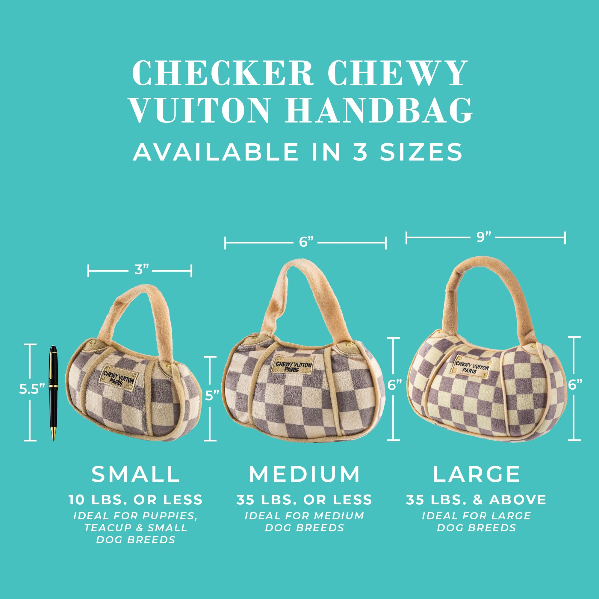 Checker Chewy Vuiton bolso de peluche con bordados elegantes para juego y estilo diario.
