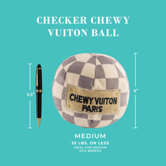 Pelota Chewy Vuiton de Haute Diggity Dog, suave y sonoro para juegos interactivos