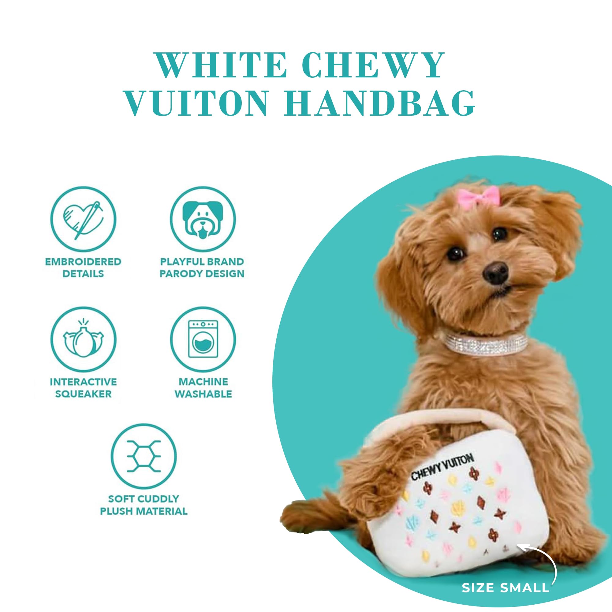 Haute Diggity Dog detalle de bordados, toque sofisticado para coleccionismo lúdico.