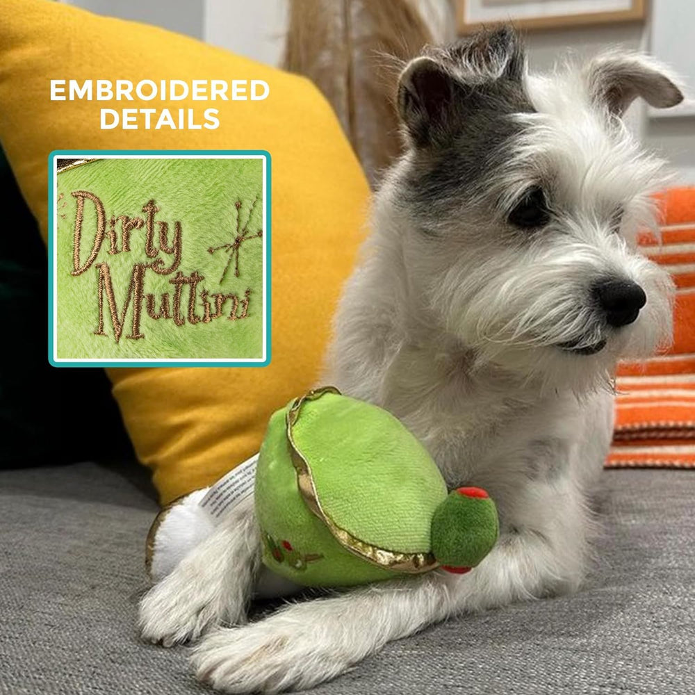 Dirty Muttini de Haute Diggity Dog tiene chirrido incorporado para mantenerlo entretenido.