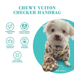 Haute Diggity Dog Diseño checker tono taupe crema, bordado elegante.