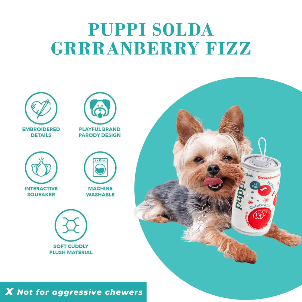 Diseño llamativo de Puppi Solda Grrranberry Fizz para paseos y juegos