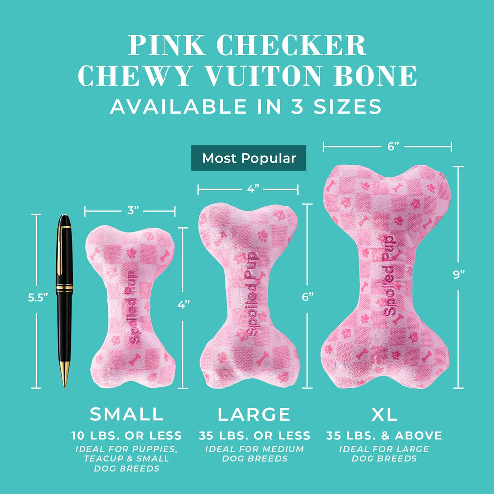 Juguete rosa con bordado, peluche de lujo para perros.