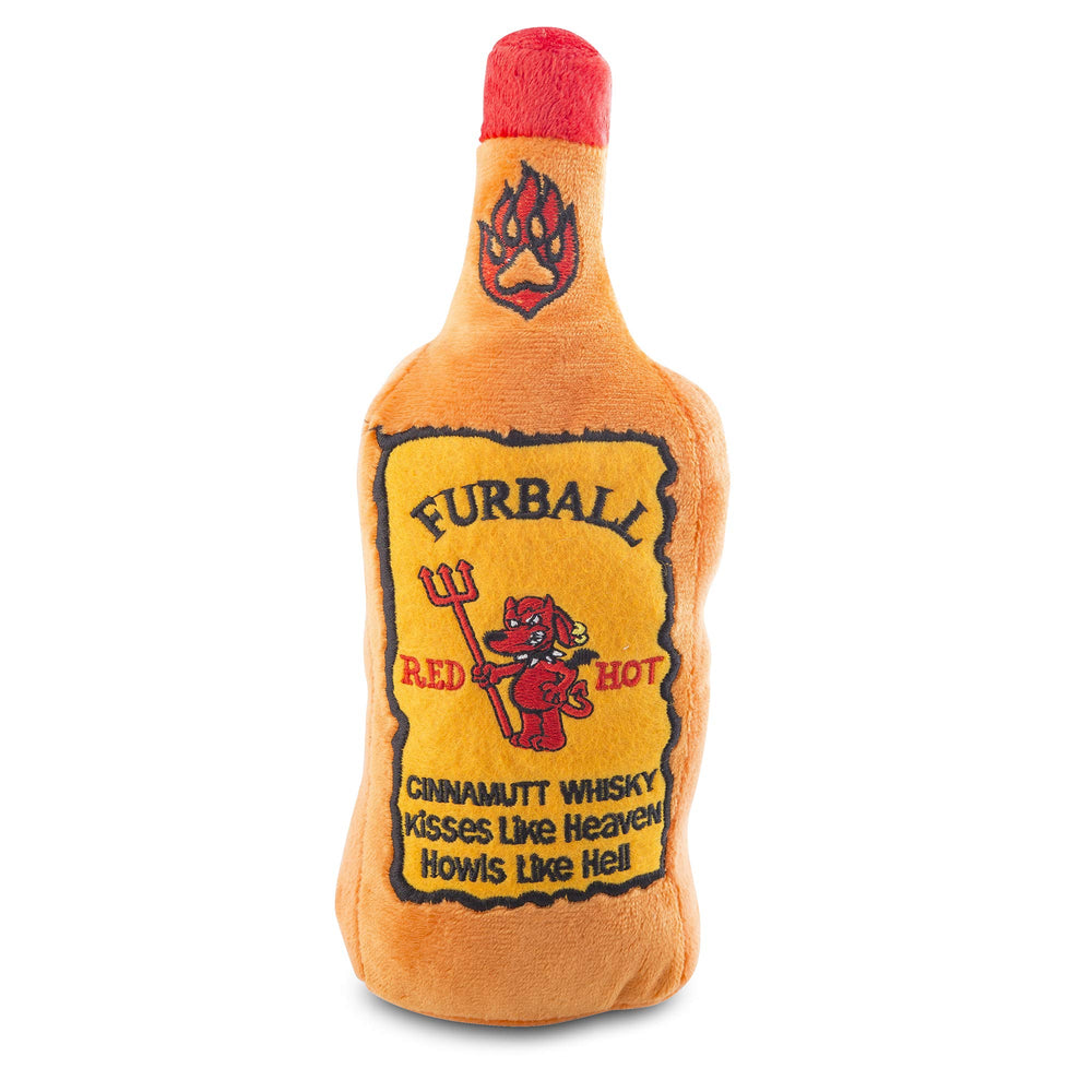 Haute Diggity Dog Furball Cinnamutt Whiskey: botella interactiva para juego activo y estimulación mental