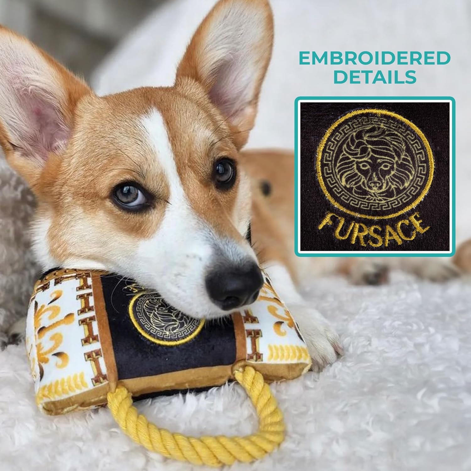Juguete con sonido incorporado en Haute Diggity Dog Fursace, perfecto para buscar y morder.