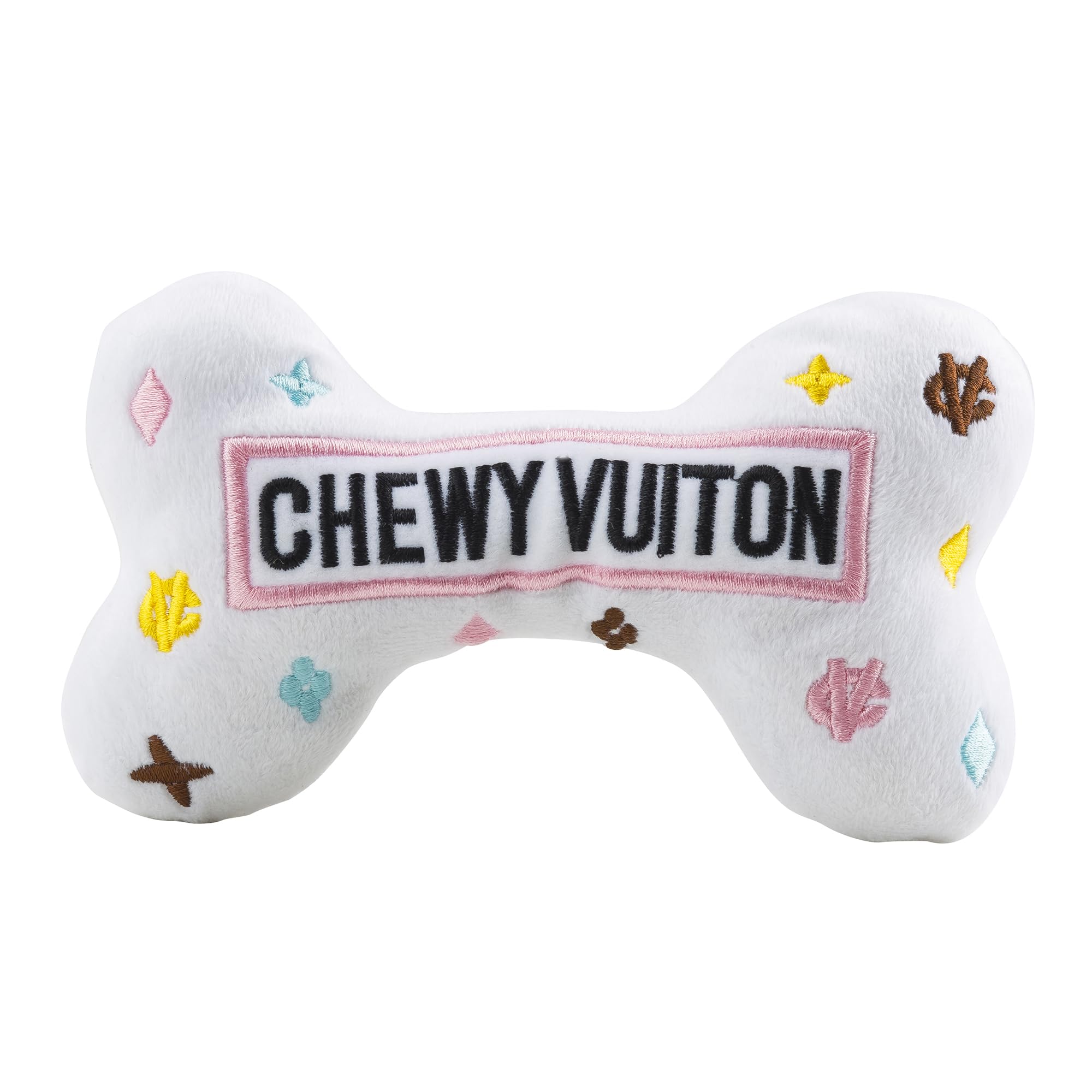 Haute Diggity Dog Hueso Chewy Vuiton Blanco con sonido interno para entretenimiento