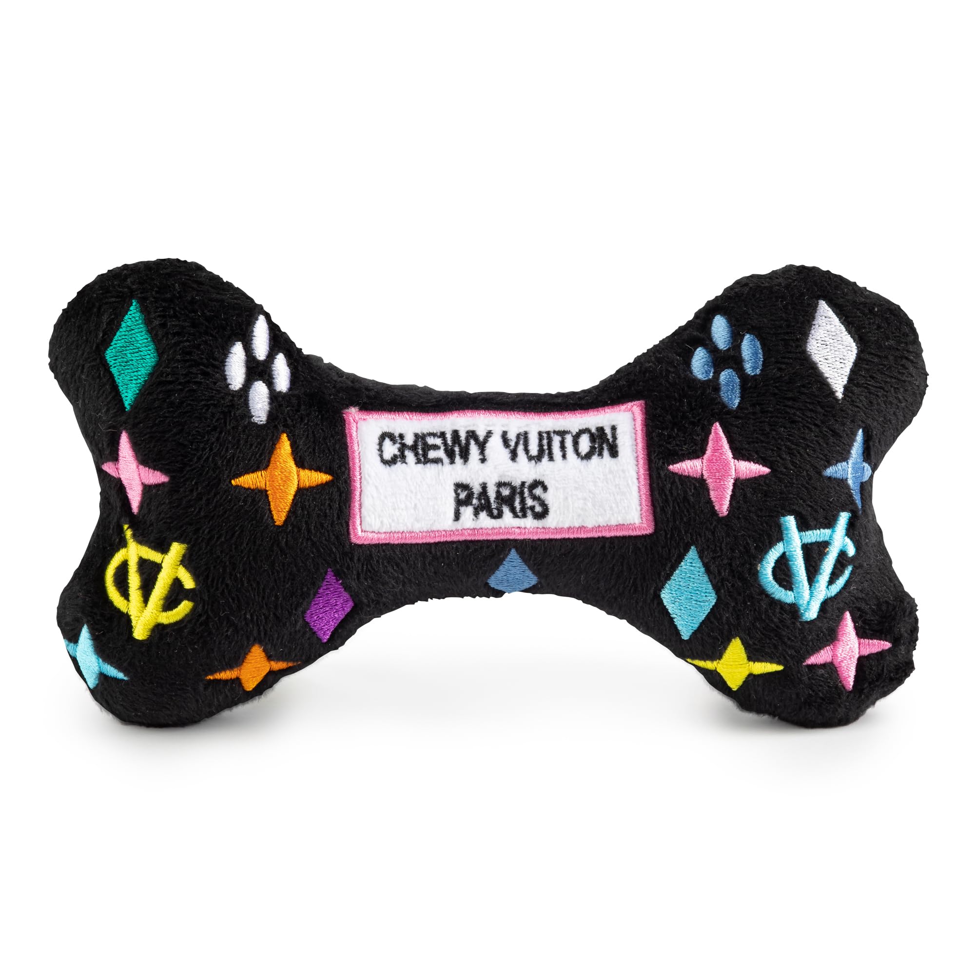 Haute Diggity Dog hueso monograma negro, ideal para paseos divertidos.