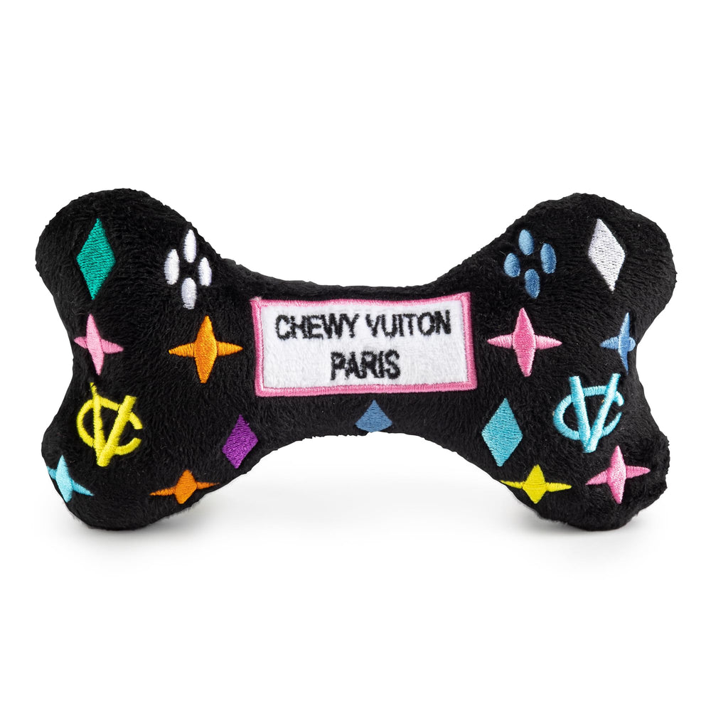 Haute Diggity Dog hueso monograma negro, ideal para paseos divertidos.