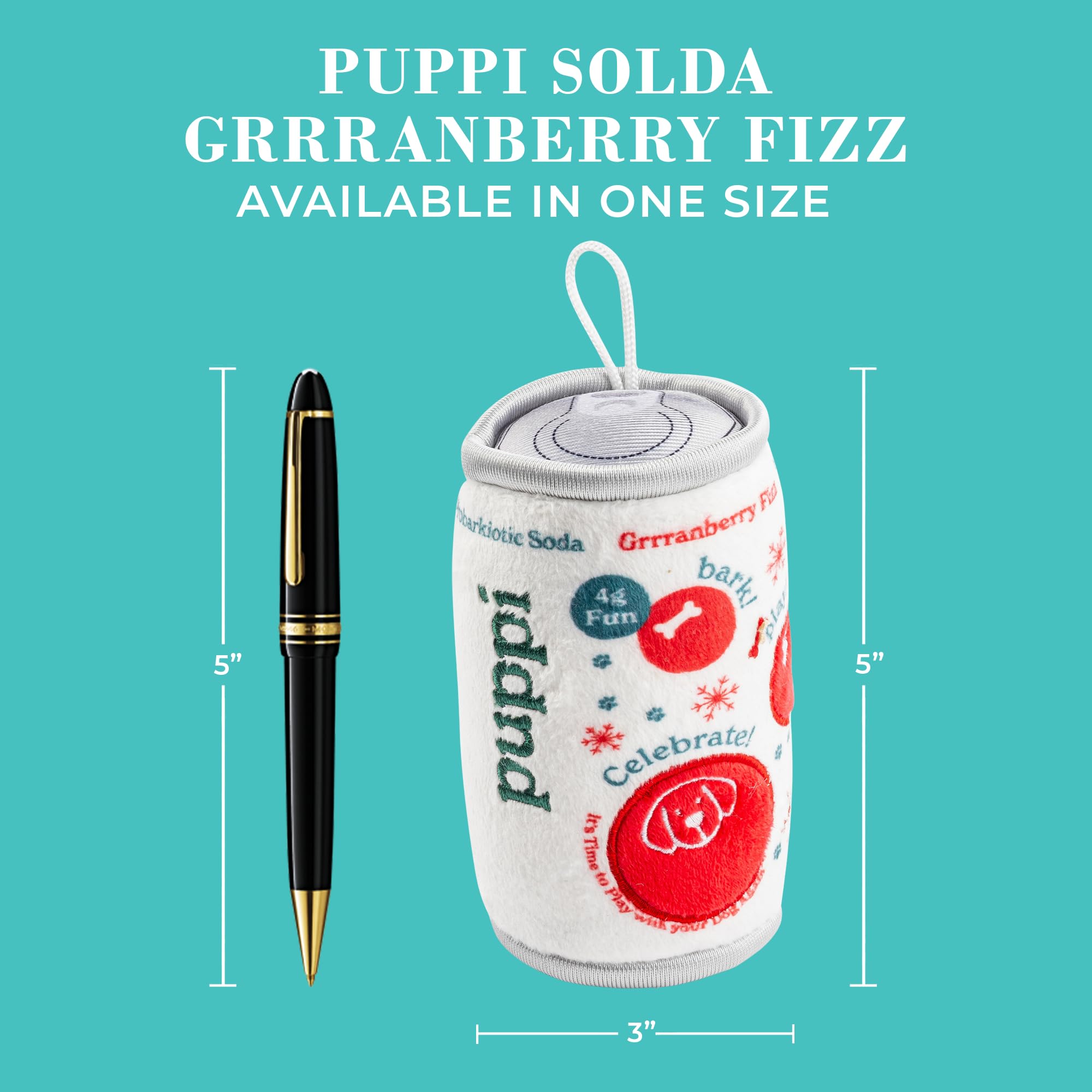 Haute Diggity Dog Puppi Solda Grrranberry Fizz, juguete interactivo con chirriador para perros curiosos