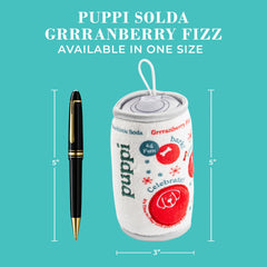 Haute Diggity Dog Puppi Solda Grrranberry Fizz, juguete interactivo con chirriador para perros curiosos