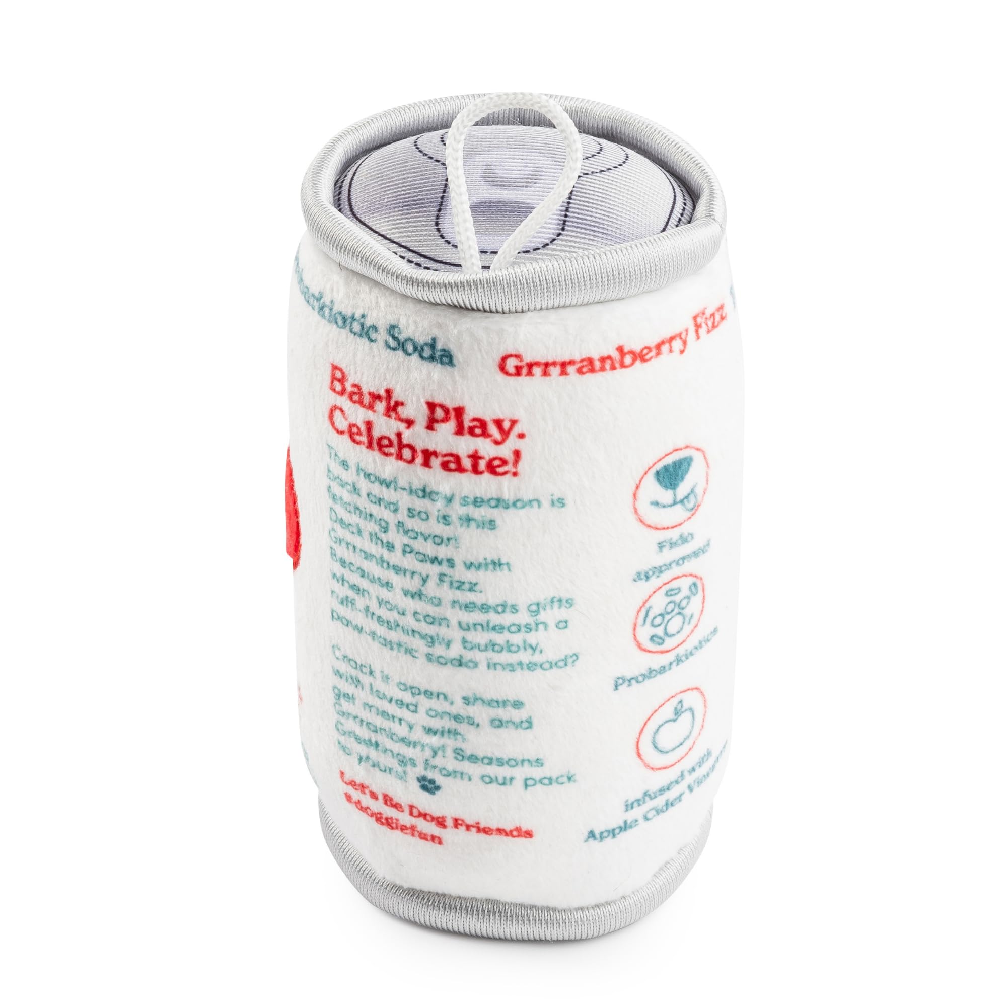 Puppi Solda Grrranberry Fizz, peluche blanco con detalles granate para mimos