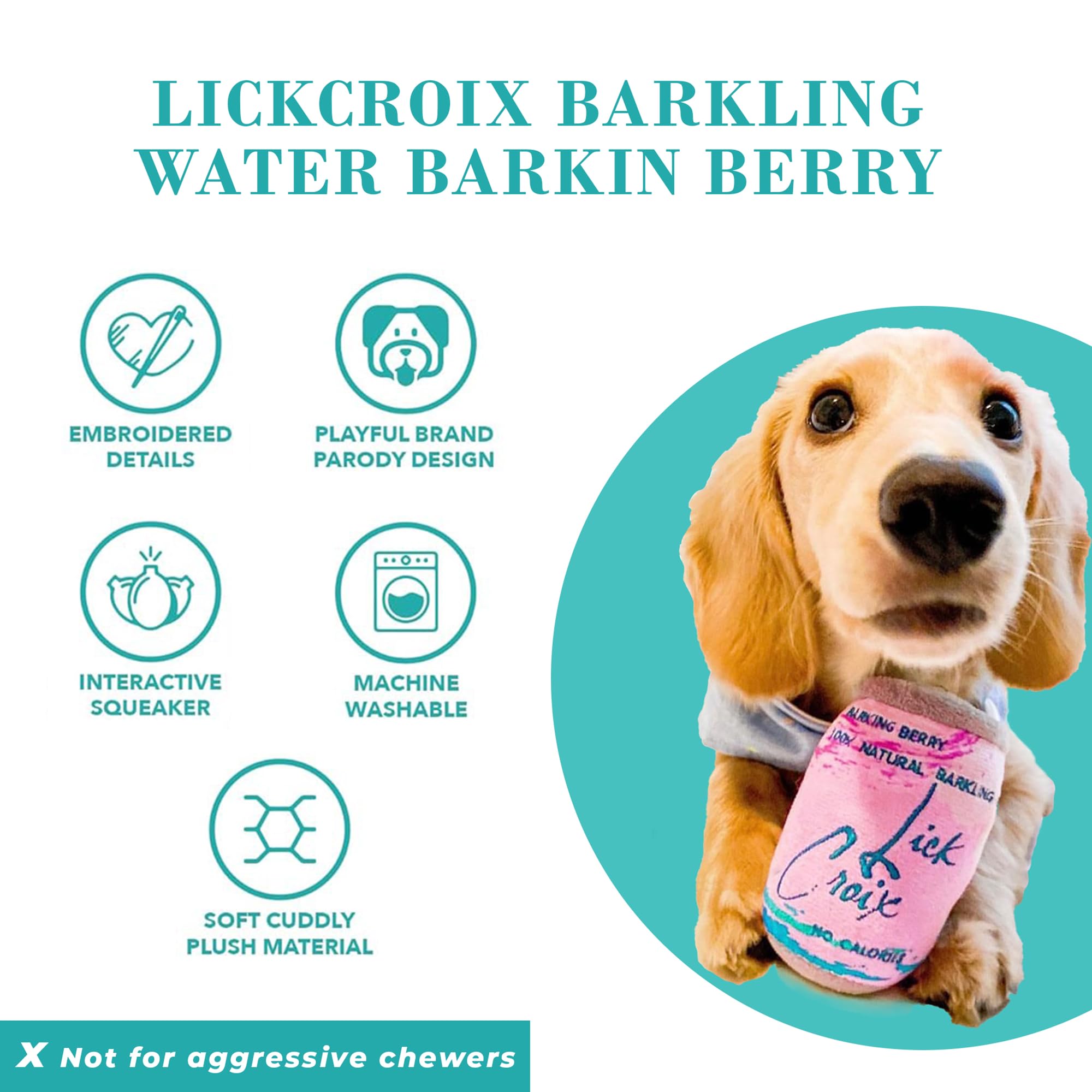 Haute Diggity Dog LickCroix Barkling Water Barkin Berry chirrido integrado para mantener la atención