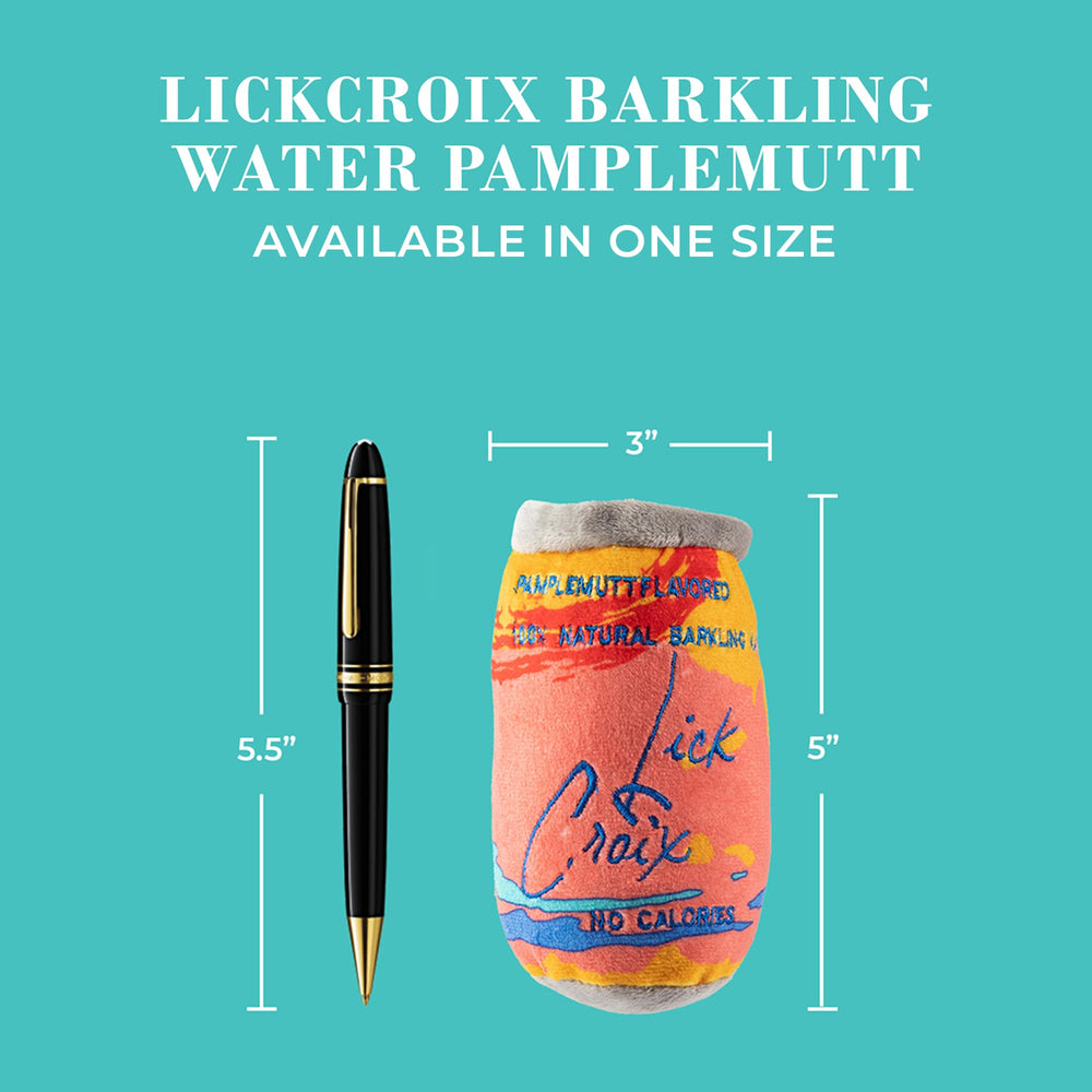 Haute Diggity Dog LickCroix Barkling Water Pamplemutt, diseño llamativo que destaca en el parque.