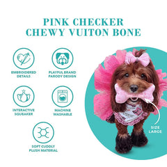 Haute Diggity Dog Peluche Rosa Chewy Vuiton para juego prolongado.
