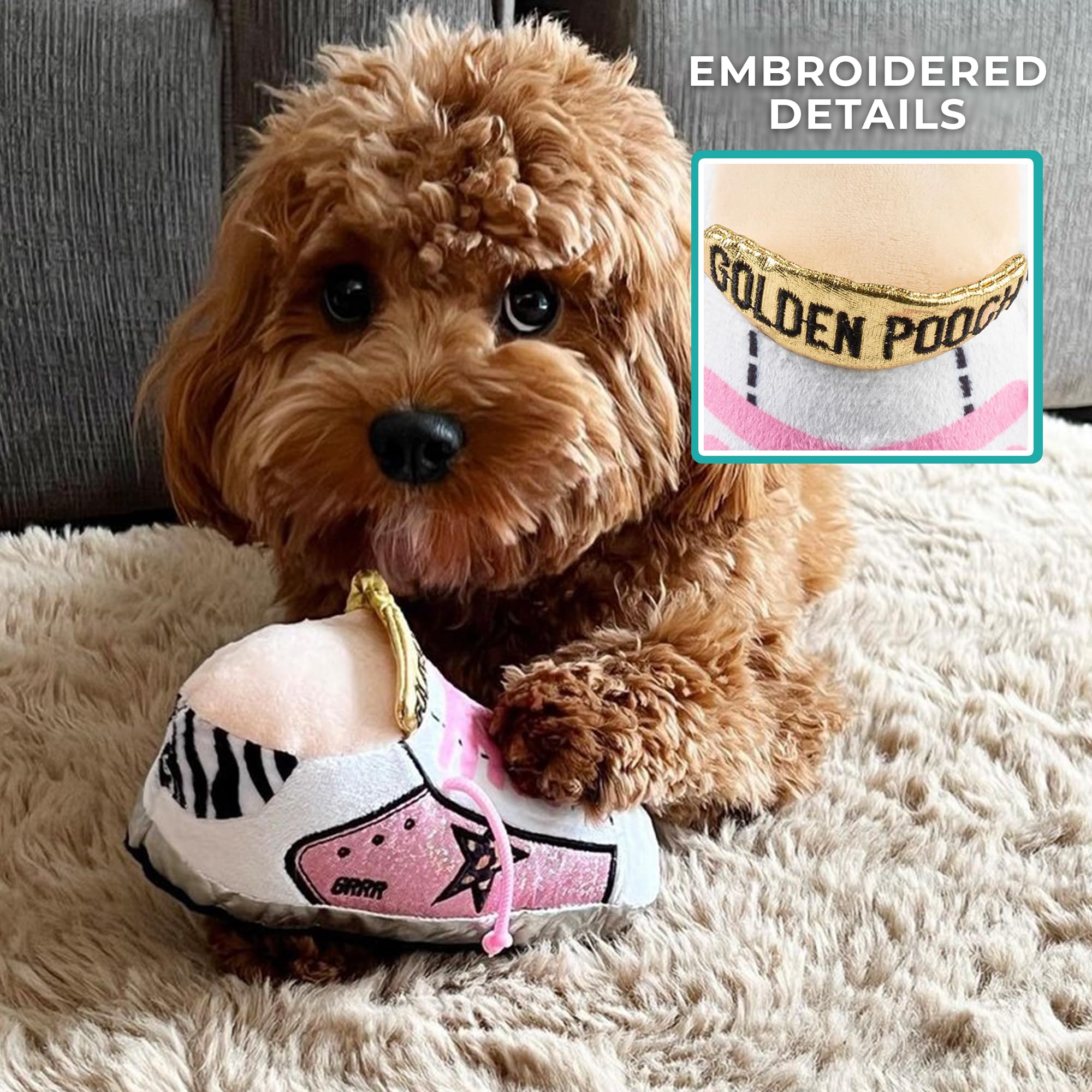 Haute Diggity Dog Pink Golden Pooch, sonajero oculto para entretenimiento y estimulación
