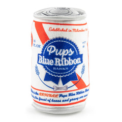 Haute Diggity Dog Pups: lata de cerveza azul para juegos interactivos.
