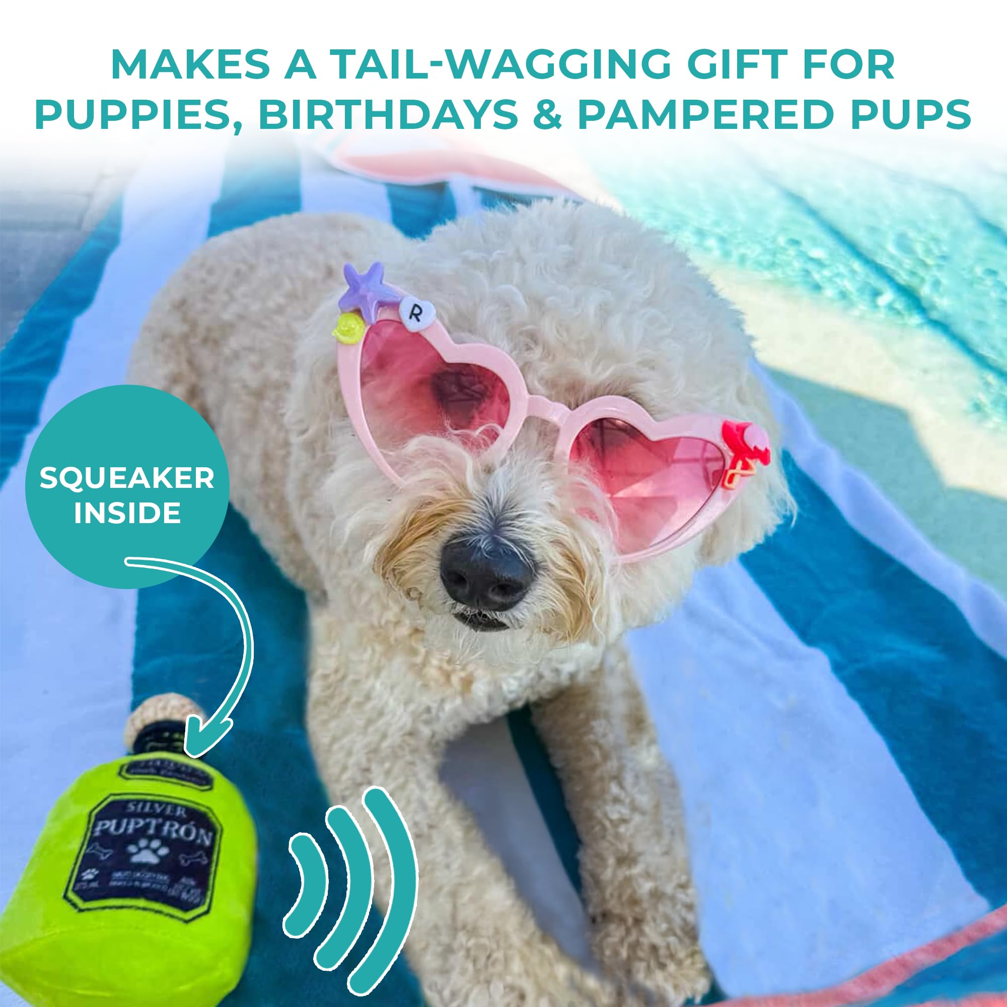 Haute Diggity Dog Puptron Tequila, juguete-lavable-en-maquina, fácil de limpiar