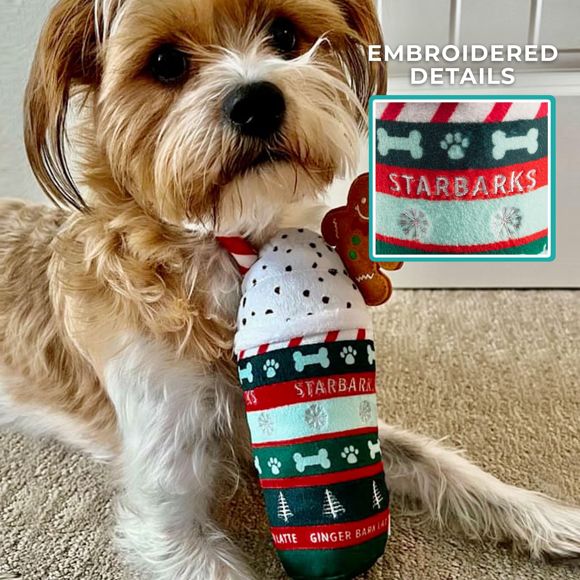 Starbarks Ginger Bark Latte, interior con crujido para mantener a tu perro entretenido.