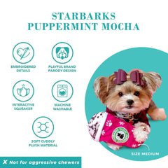 Starbarks Puppermint Mocha, peluche suave y duradero para morder y jugar.