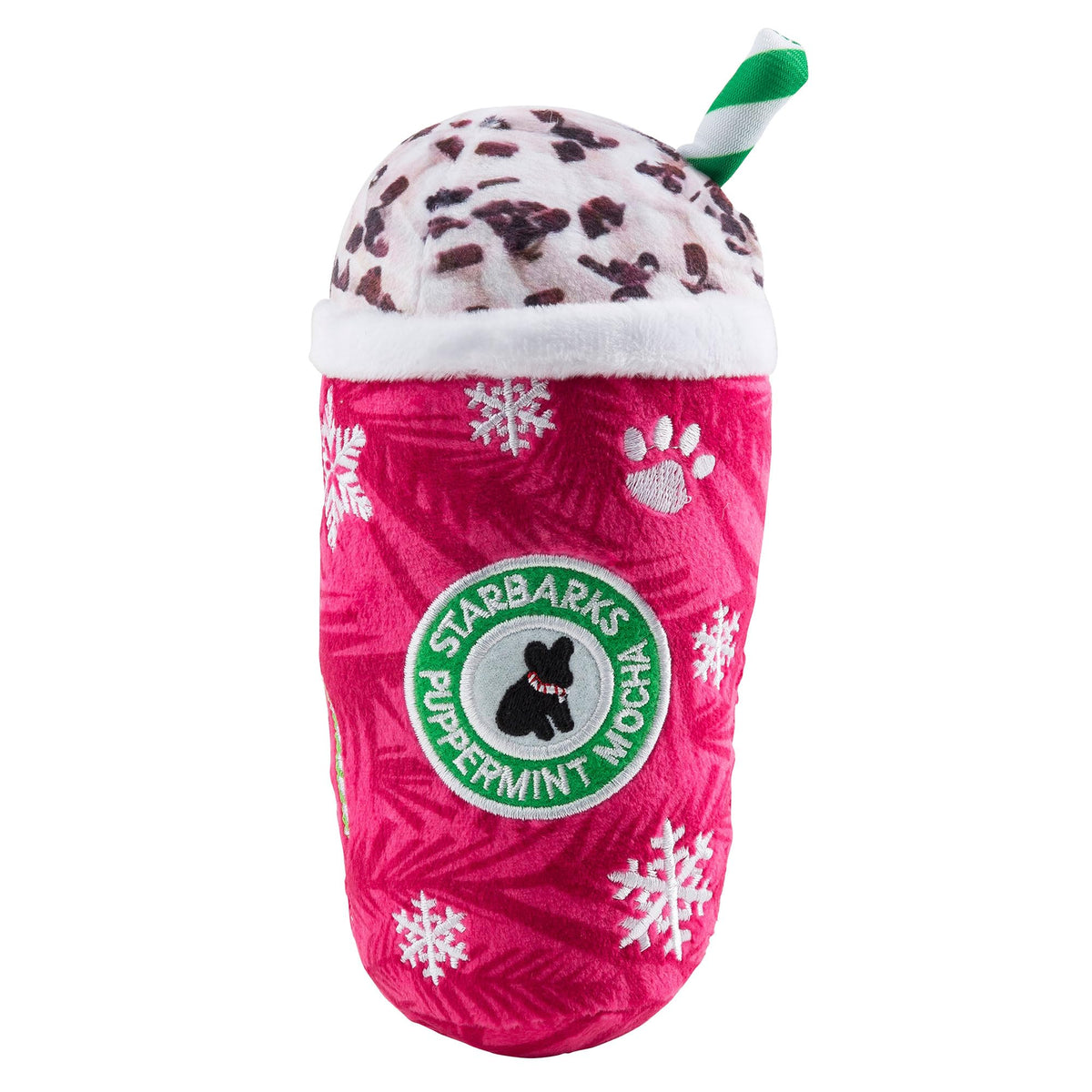 Starbarks Puppermint Mocha de Haute Diggity Dog, exterior peluche navideño para entretenimiento.