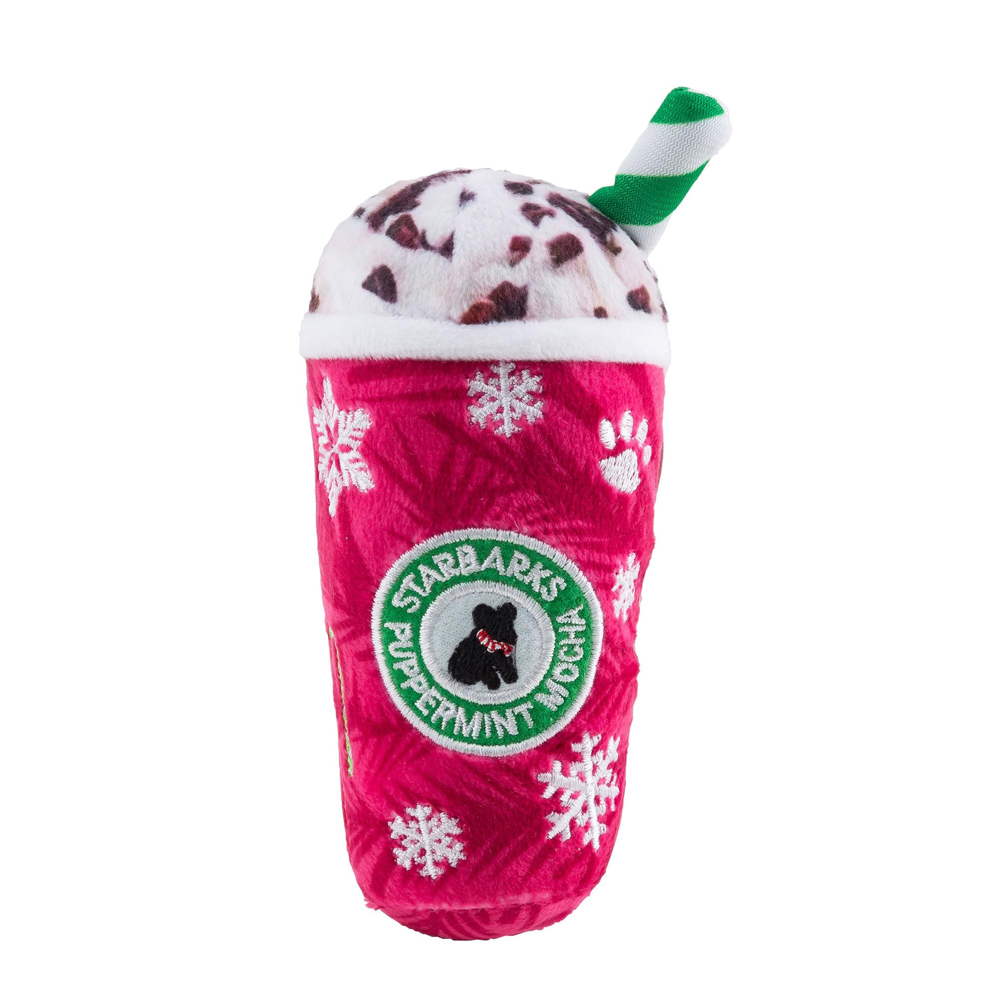 Starbarks Puppermint Mocha, juguete navideño con sonajero para juego interactivo.